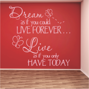 Dream as if you could
live forever...
Live as if you only 
have today